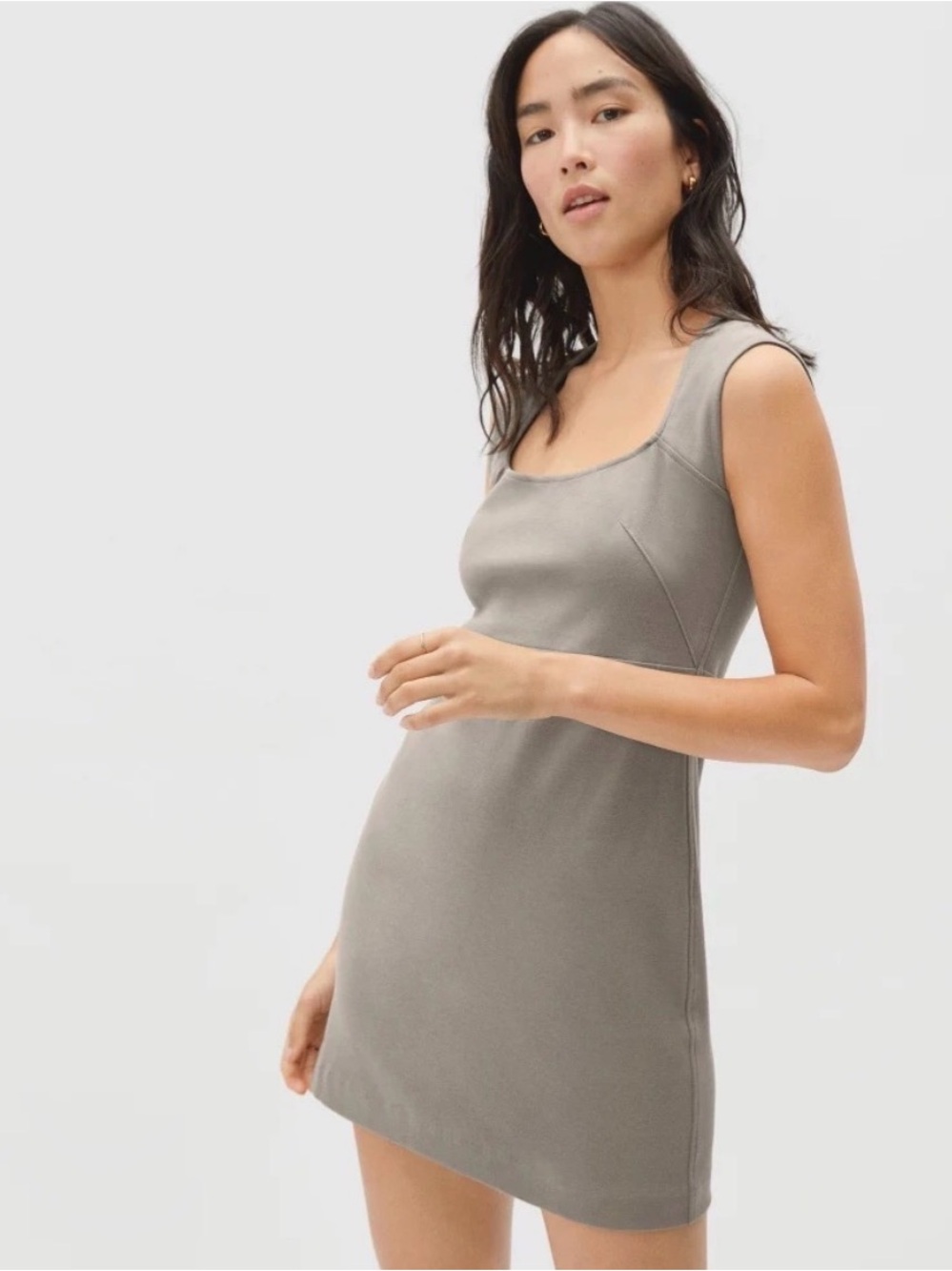 Everlane Sleeveless Scoop Neck Mini Dress in Taupe